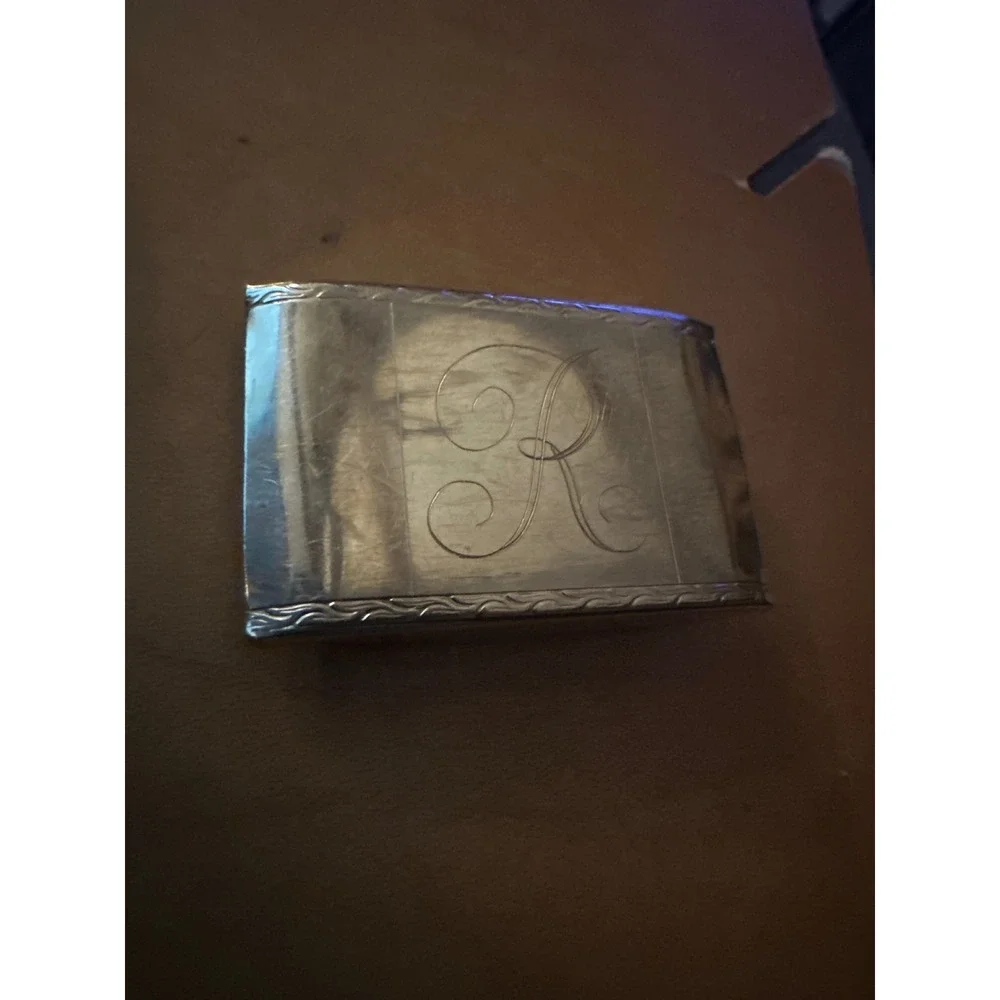 Vintage Hickok USA 1/20 10KT Gold Filled Monogram R Money Clip Engraved Brushed